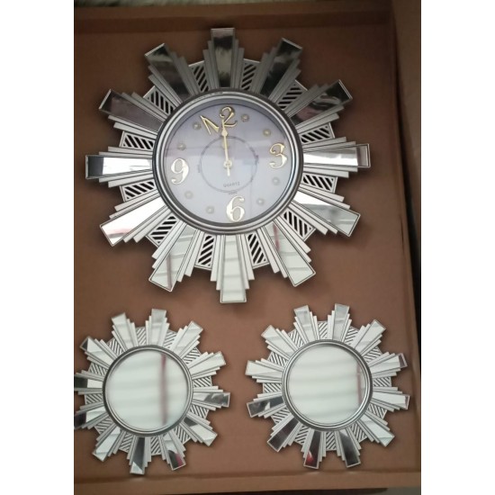 Horloge, montre, deux miroirs décoratifs Cris