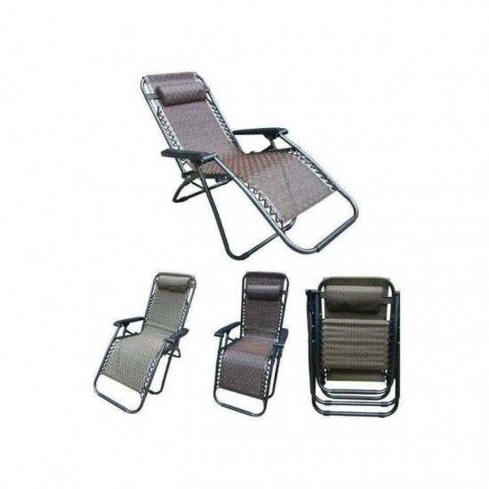chaise longue inclinable pliable avec support de gobelet - Charge max : 120 kg